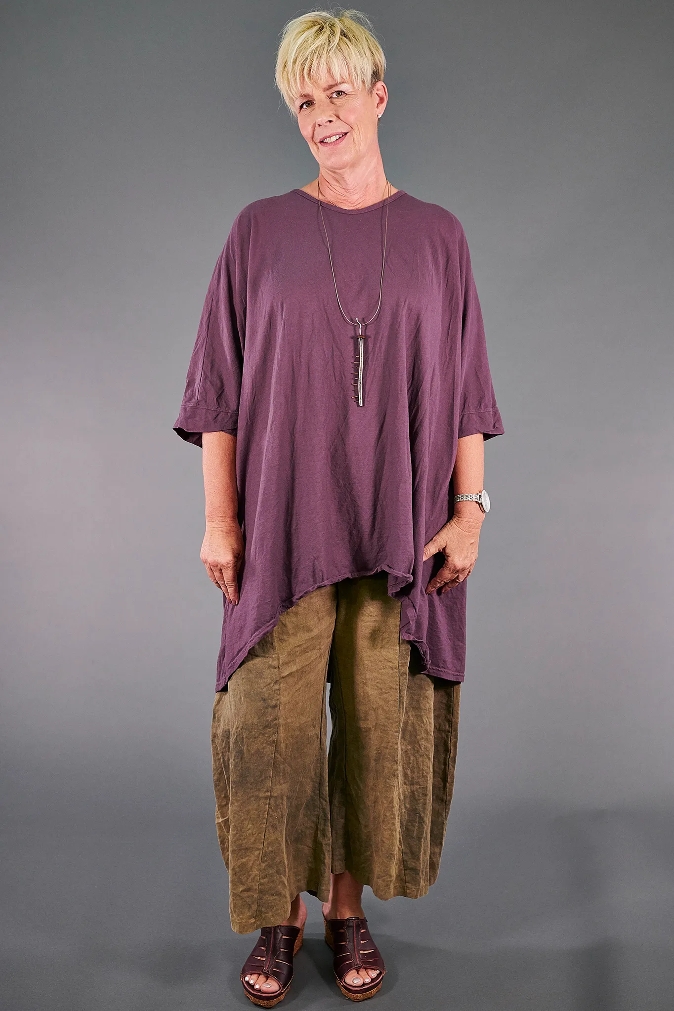 1566 Drawcord Tunic Tee-Clove-U