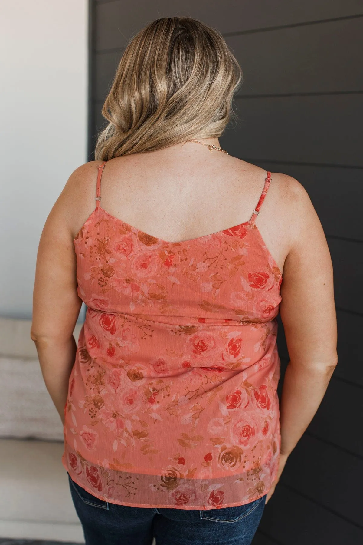 Achieving Greatness Floral Tank Top- Coral