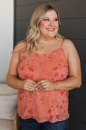 Achieving Greatness Floral Tank Top- Coral