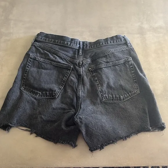 Agolde black Stella high rise baggy button up shorts
