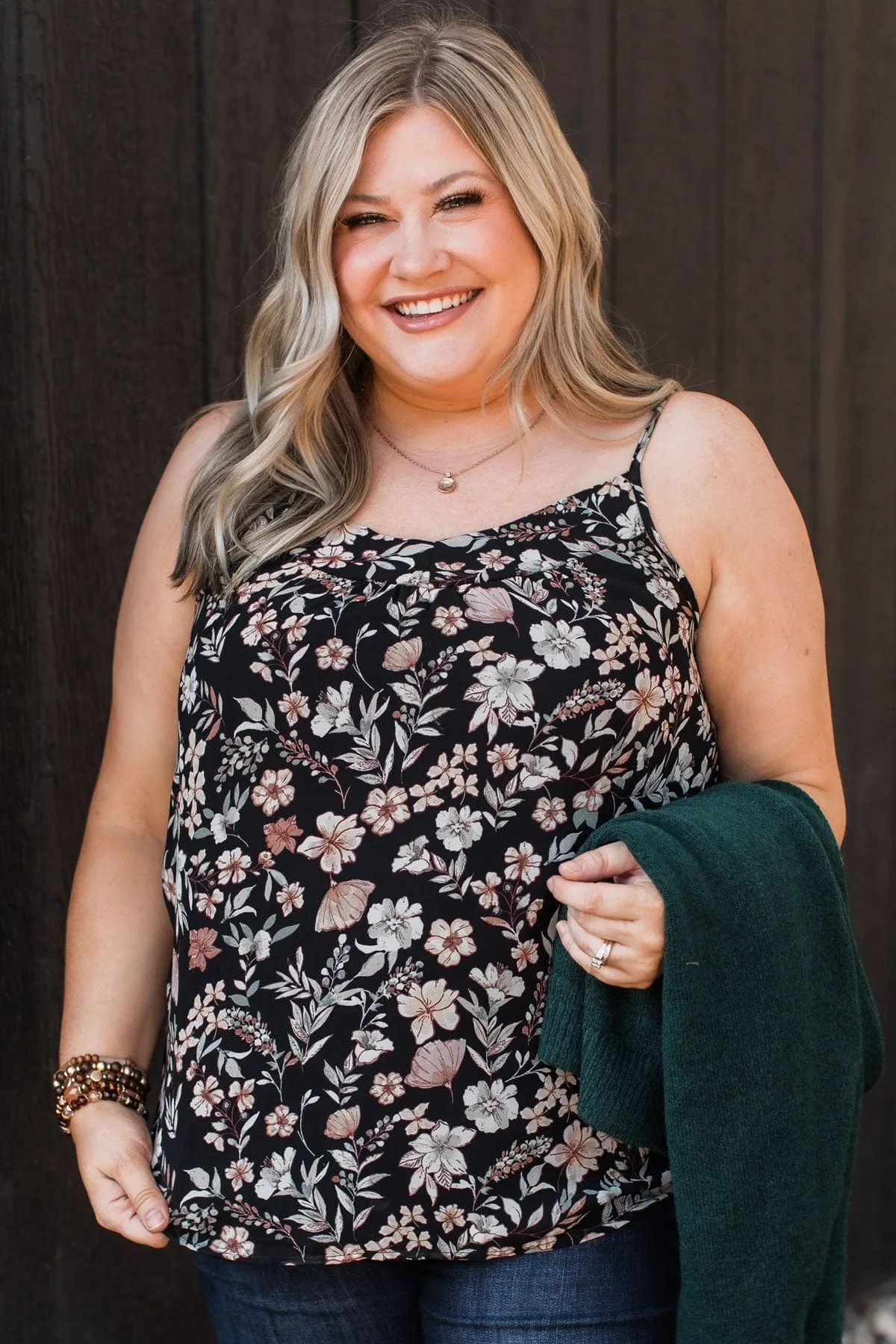 All I Could Want Floral Tank Top- Black