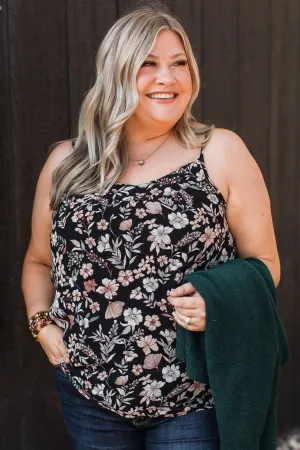 All I Could Want Floral Tank Top- Black