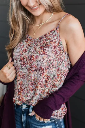All I Could Want Floral Tank Top- Plum