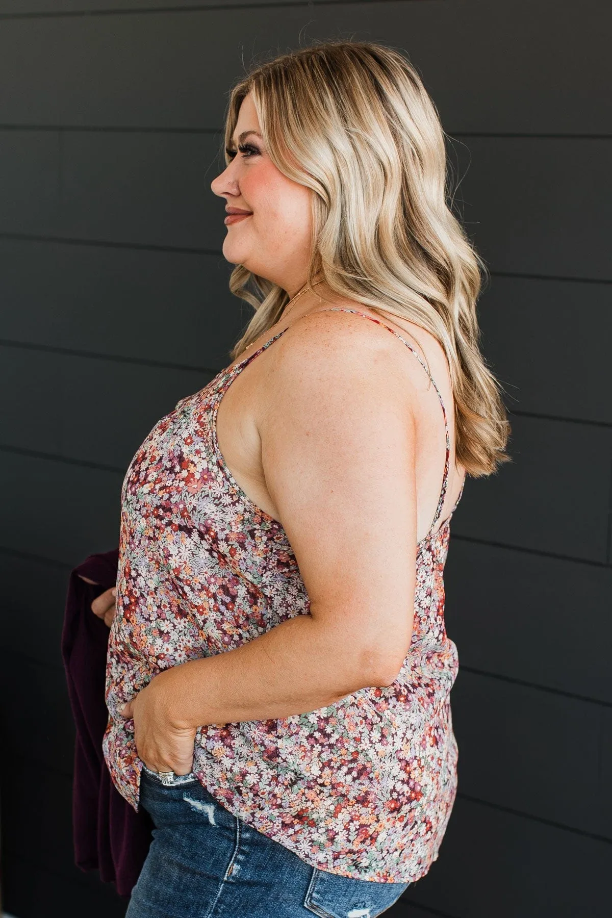 All I Could Want Floral Tank Top- Plum