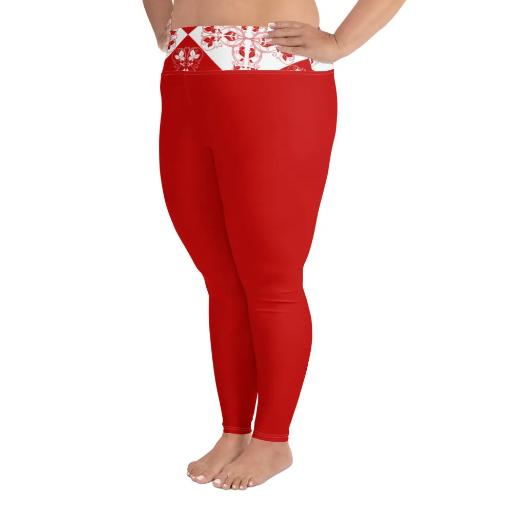 All-Over Print Plus Size Leggings Xene Red
