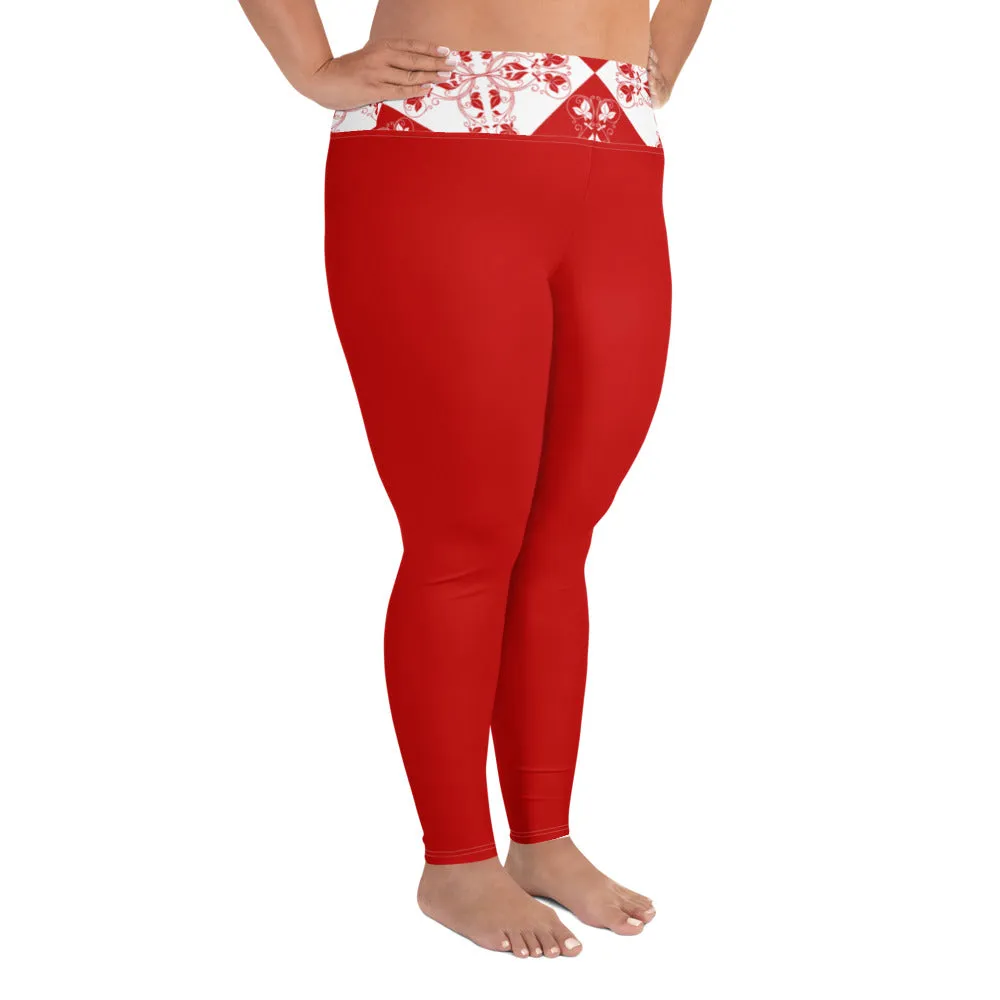 All-Over Print Plus Size Leggings Xene Red