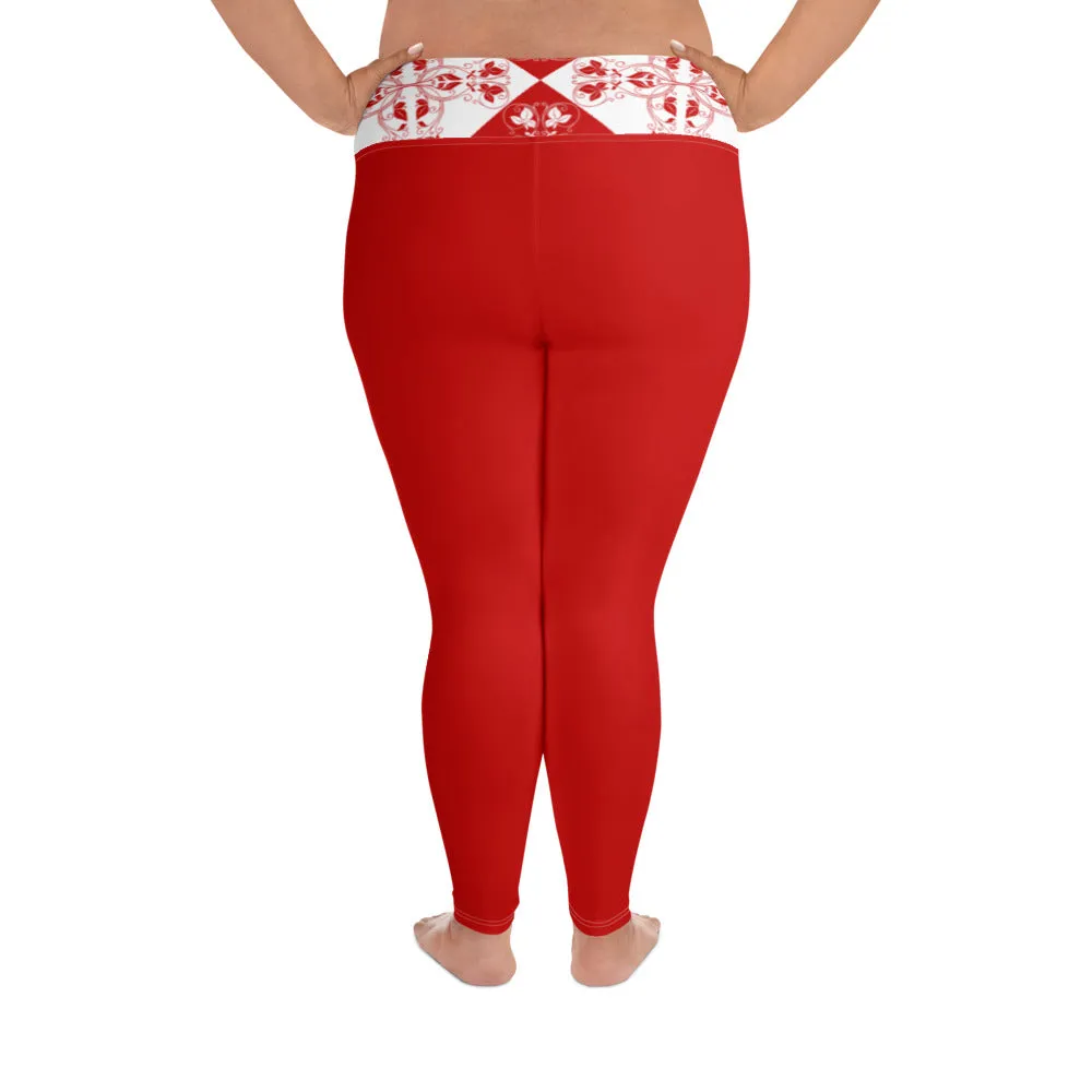 All-Over Print Plus Size Leggings Xene Red