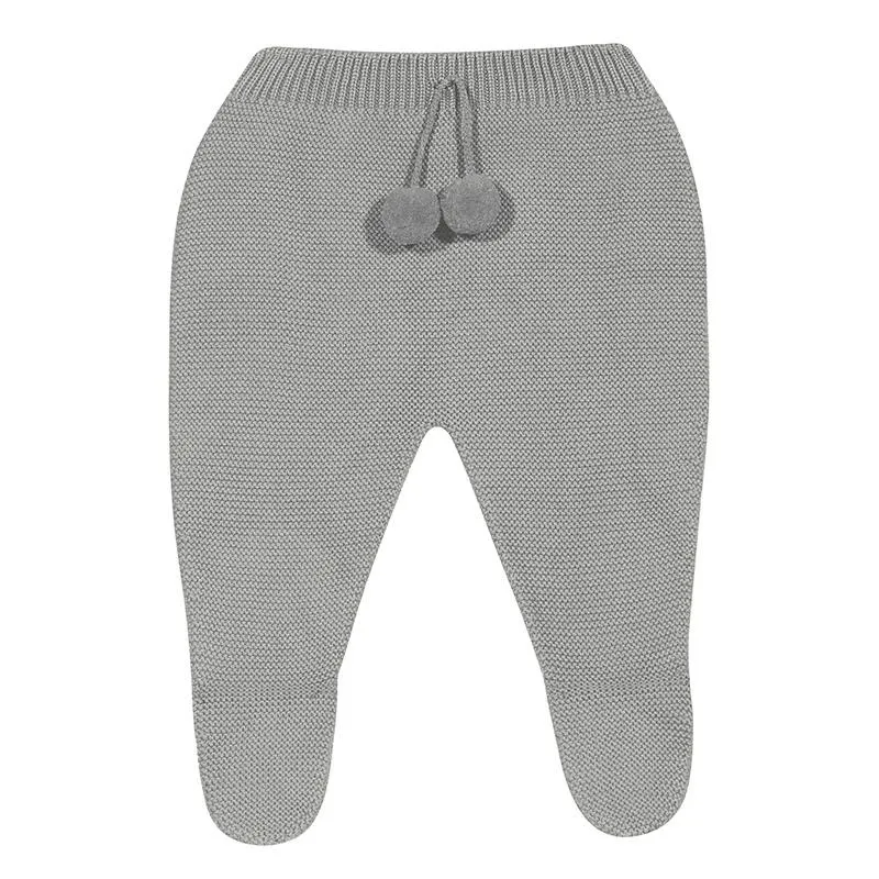 Aluminium Grey Knitted Pom Pom Leggings
