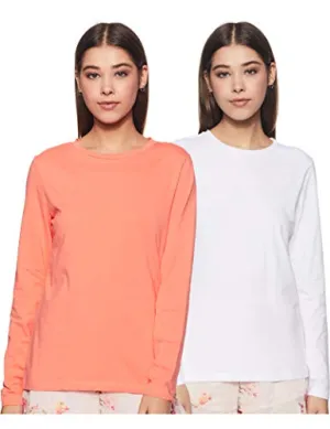 Amazon Brand - Symbol Women's Regular T-Shirt (AW20SYTSEPPFS1_Multicolor 1 XL)(Pack of 2)