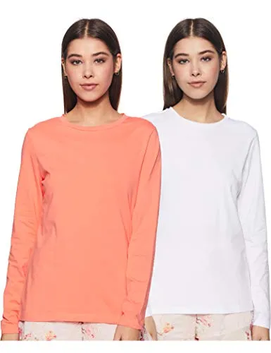 Amazon Brand - Symbol Women's Regular T-Shirt (AW20SYTSEPPFS1_Multicolor 1 XL)(Pack of 2)