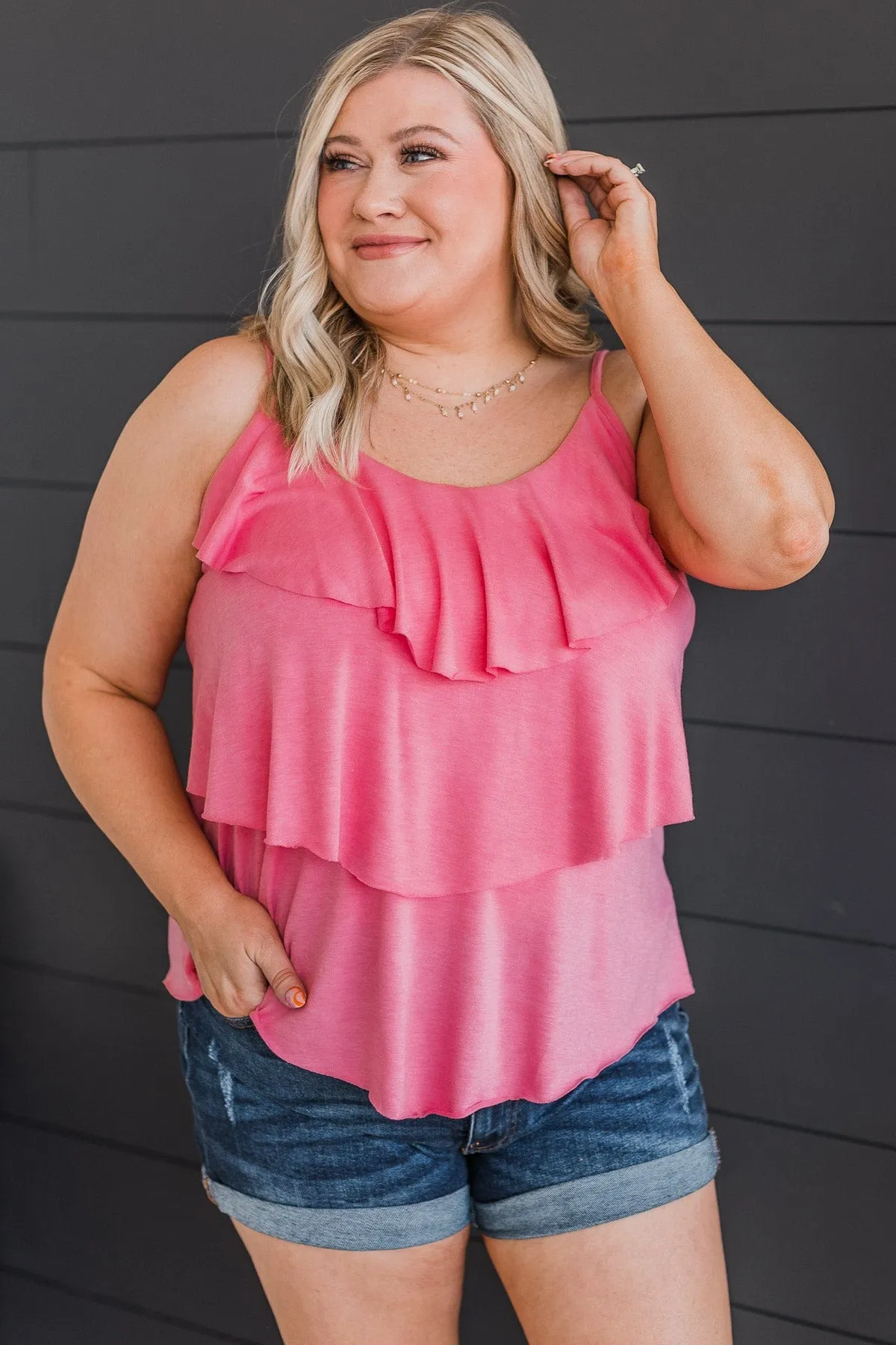 Another Chance Tiered Tank Top- Pink