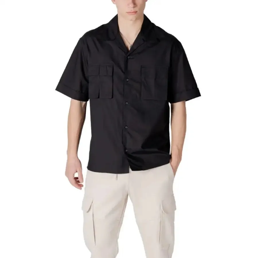 Antony Morato Black V Neck Button Shirt