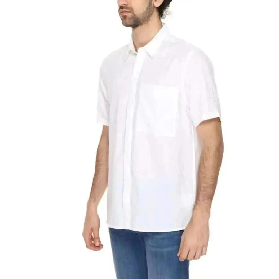 Antony Morato Men's Classic White Linen-Blend Shirt