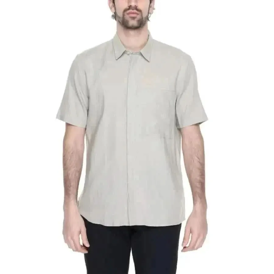 Antony Morato Men's Classic White Linen-Blend Shirt