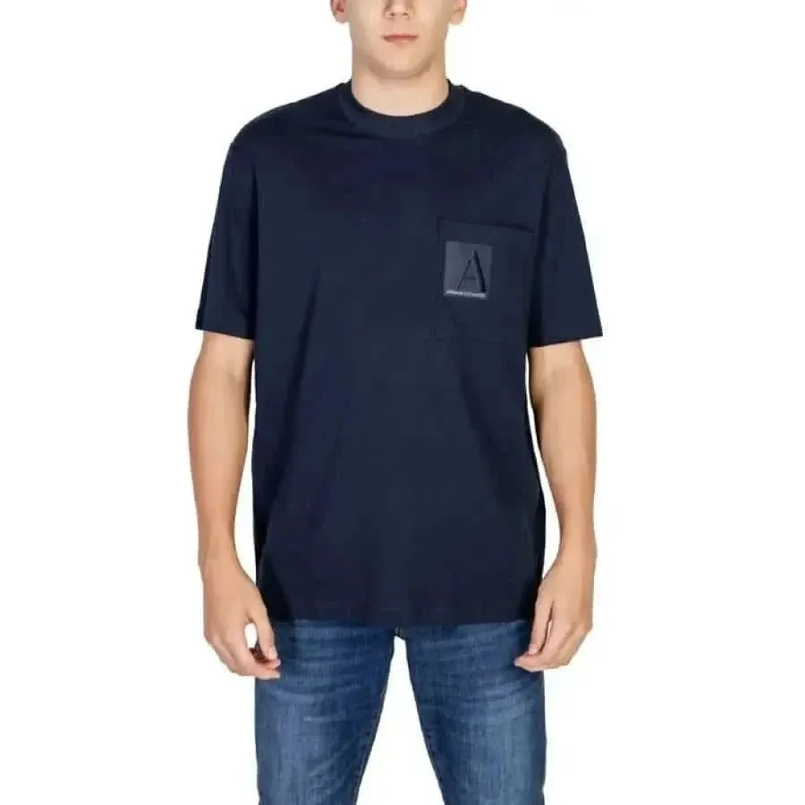 Armani Exchange Men's Blue Short Sleeve T-Shirt