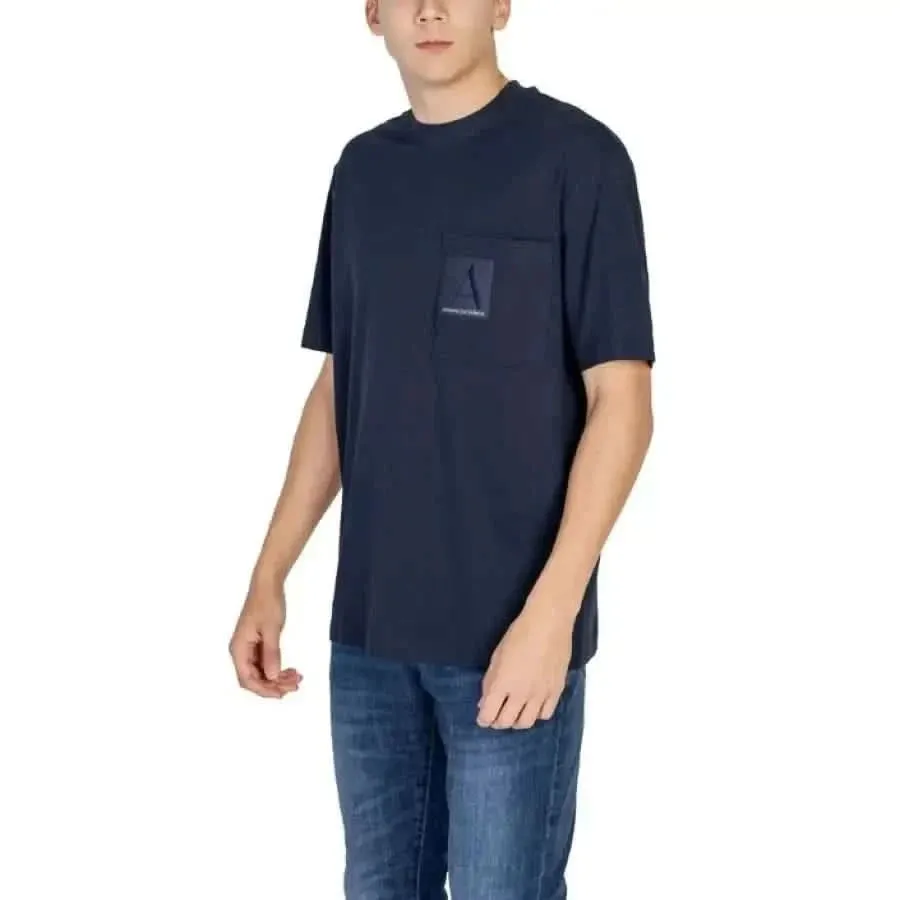 Armani Exchange Men's Blue Short Sleeve T-Shirt