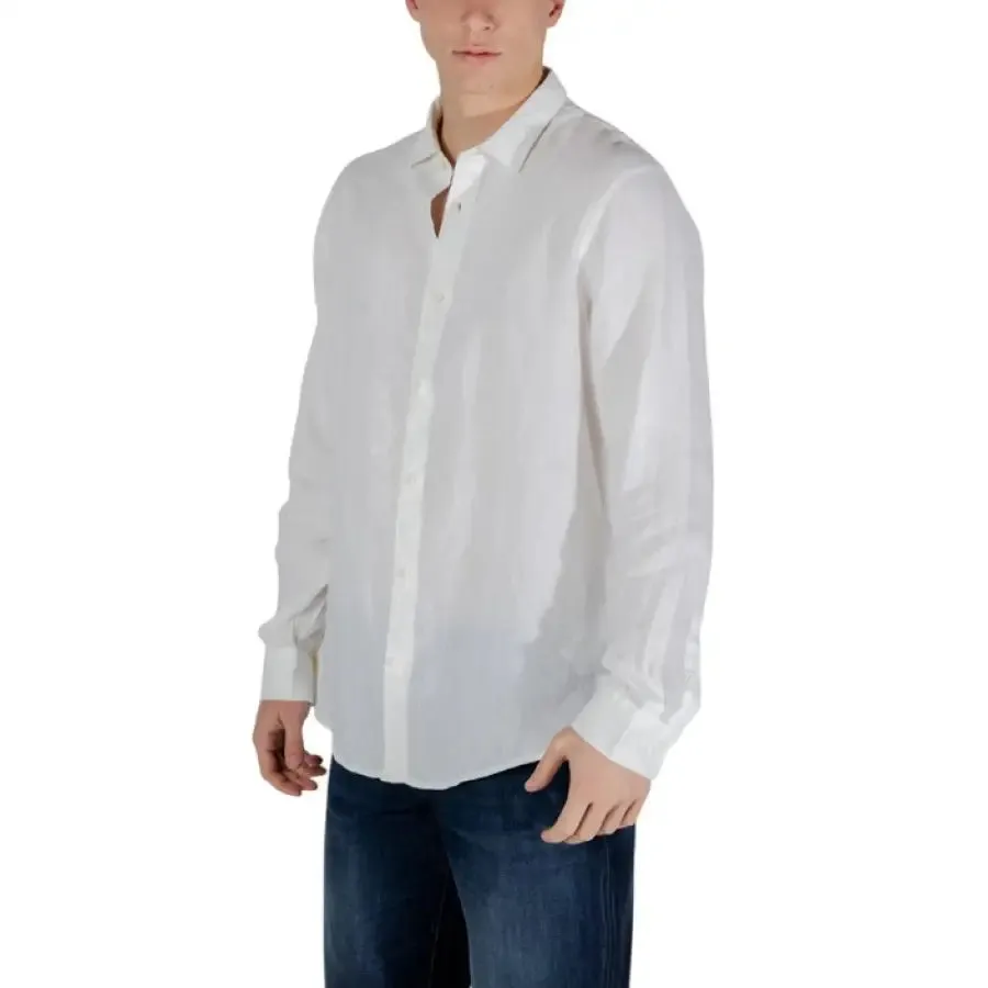 Armani Exchange Men's White Linen Shirt