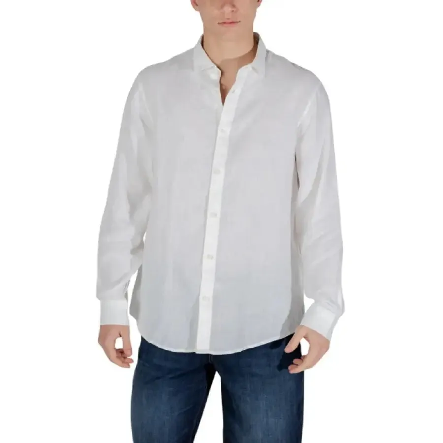 Armani Exchange Men's White Linen Shirt