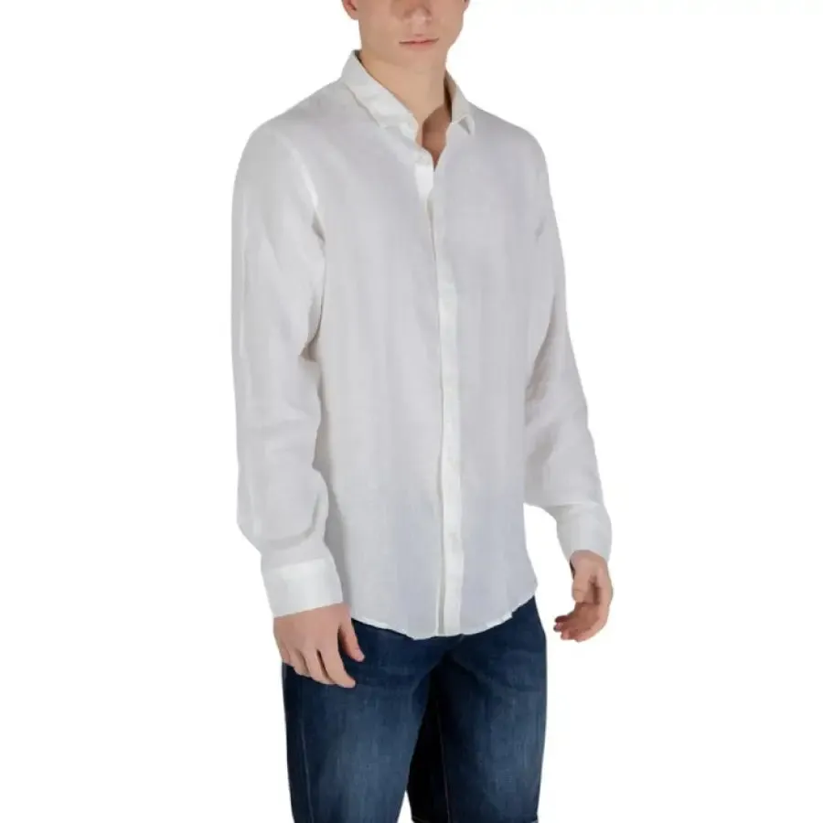 Armani Exchange Men's White Linen Shirt