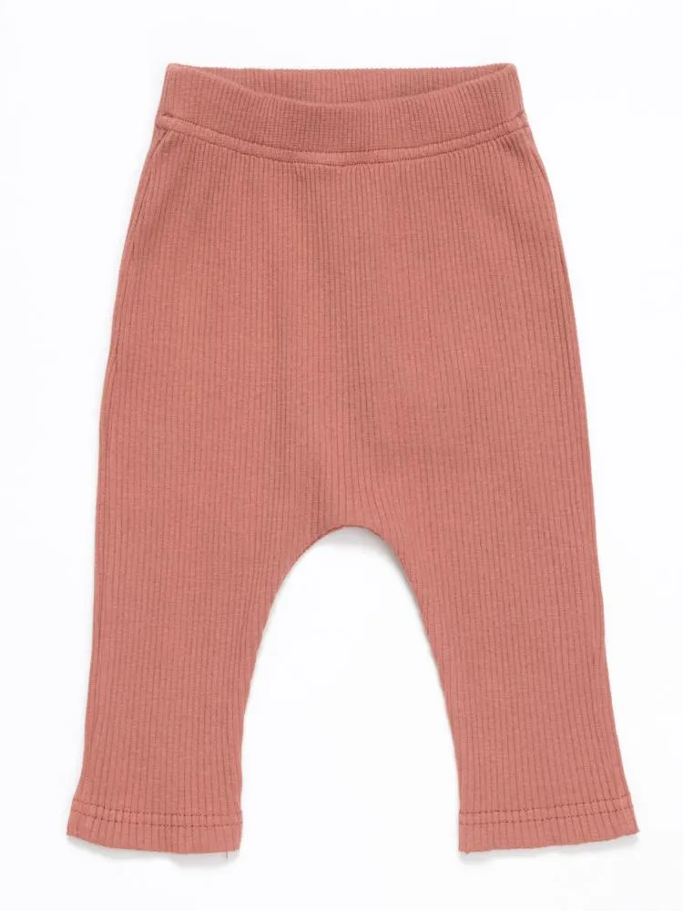 Artie - Ribbed Chestnut Baby Leggings - Unisex