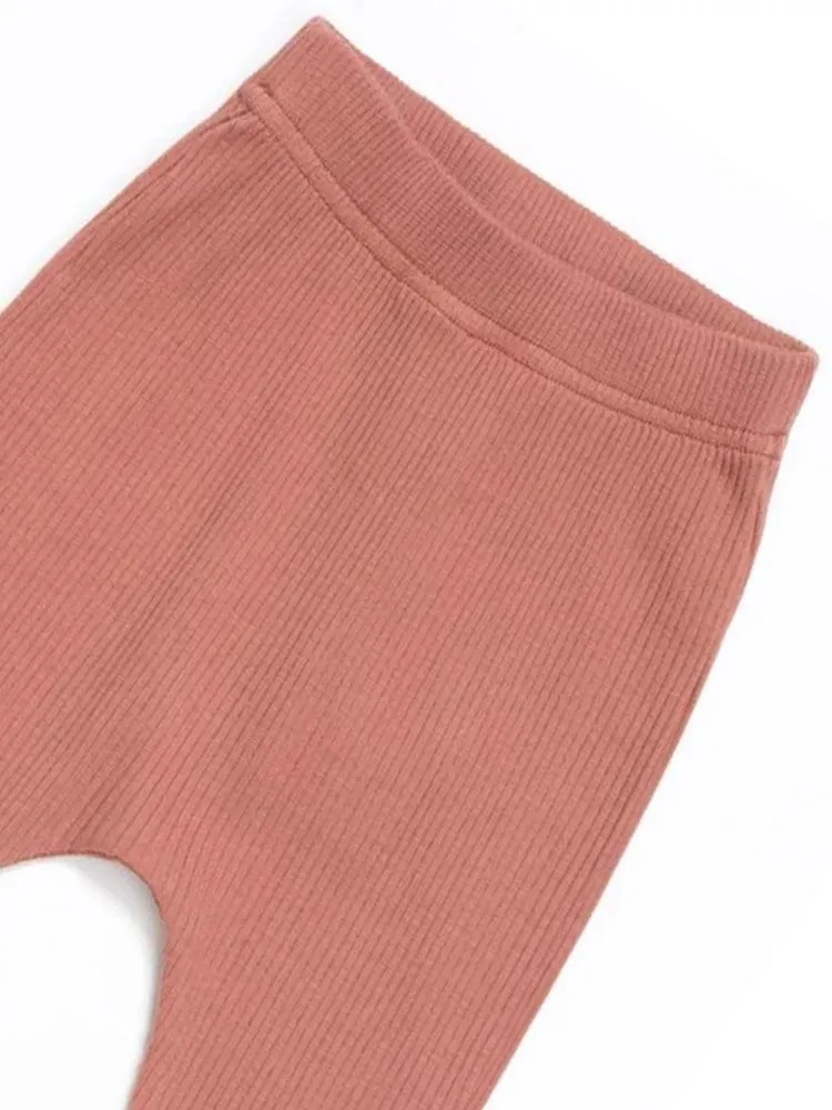 Artie - Ribbed Chestnut Baby Leggings - Unisex