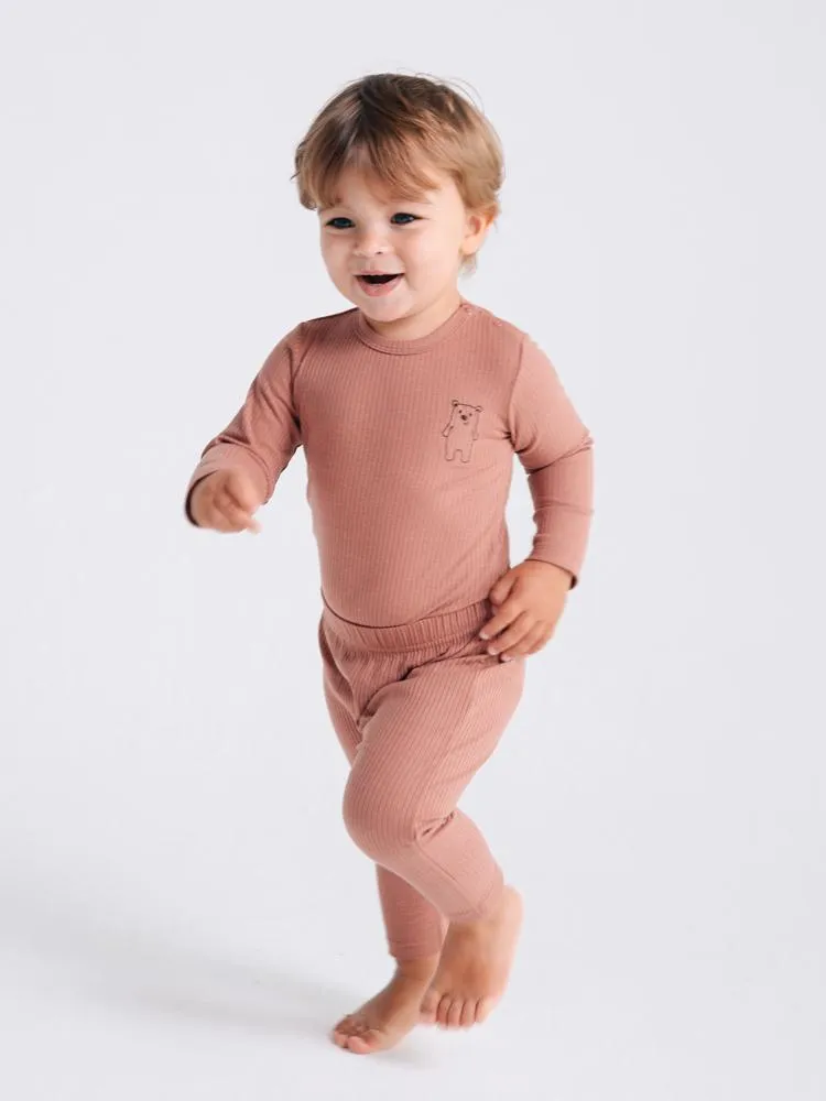 Artie - Ribbed Chestnut Baby Leggings - Unisex