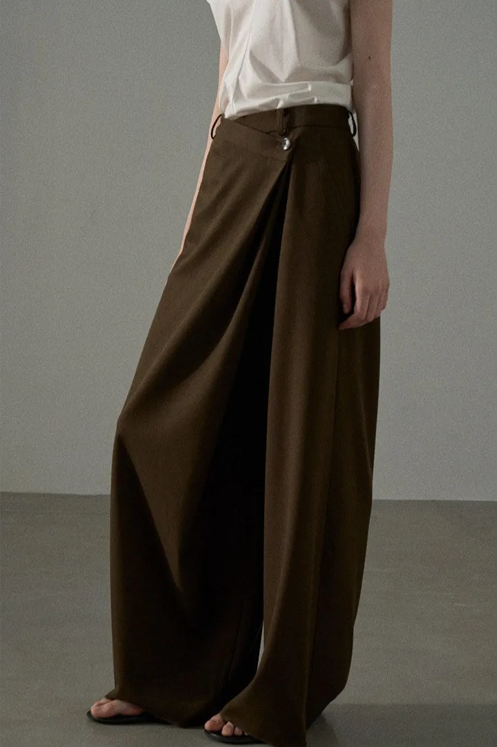 Asymmetrical waist loose suit pants
