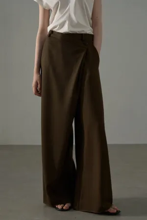 Asymmetrical waist loose suit pants