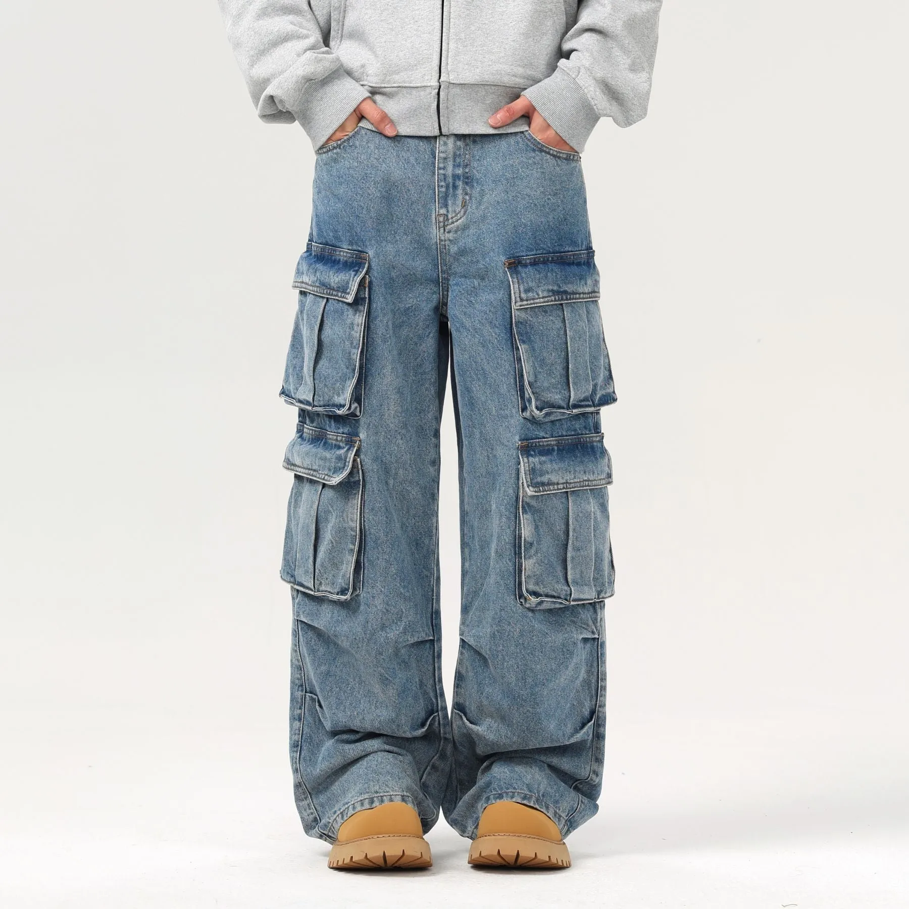 Baggy Denim Cargo Pants