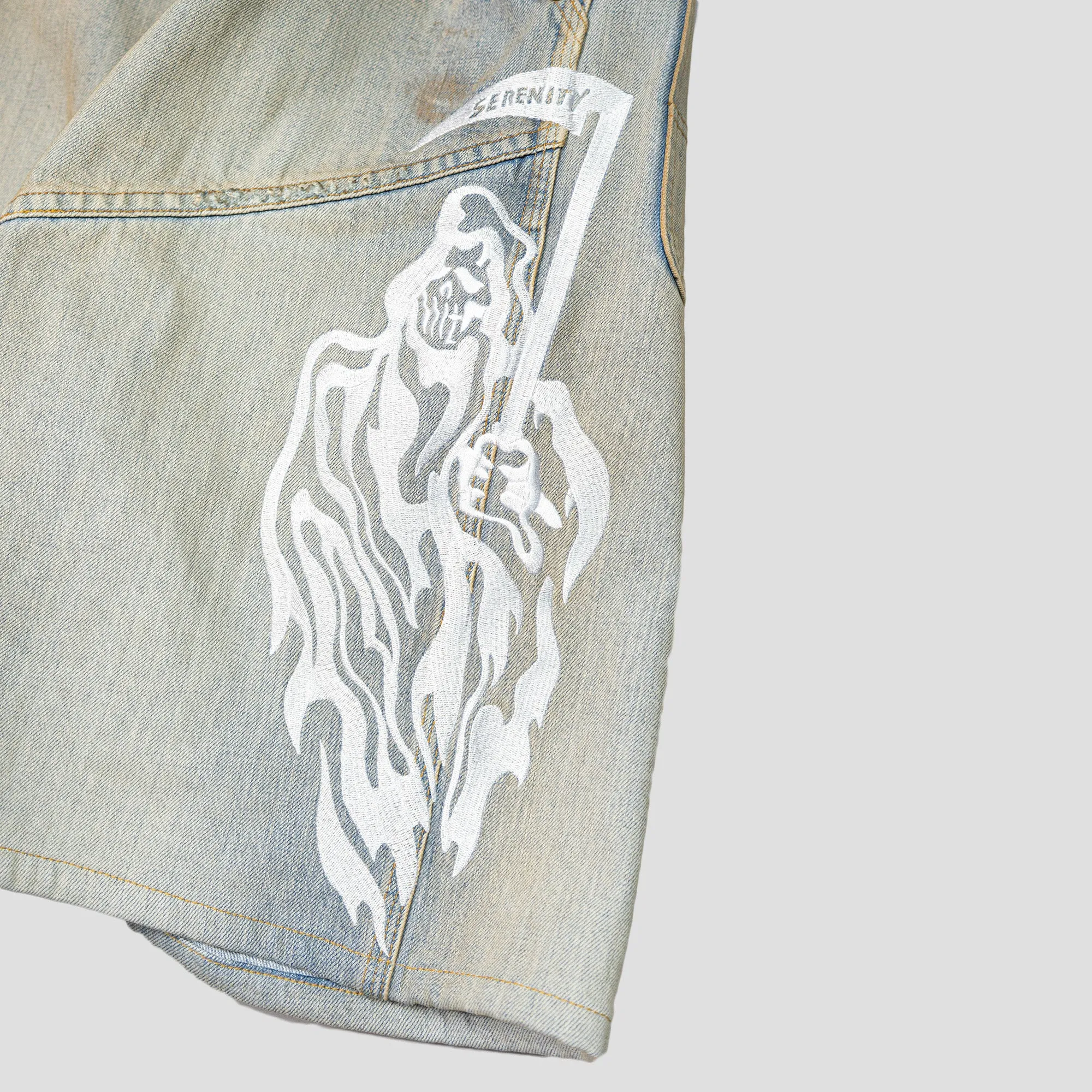 BAGGY MOTO JEAN SHORTS