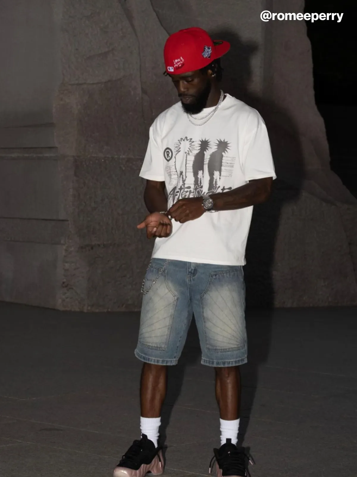 BAGGY PATTERNED DENIM JORTS