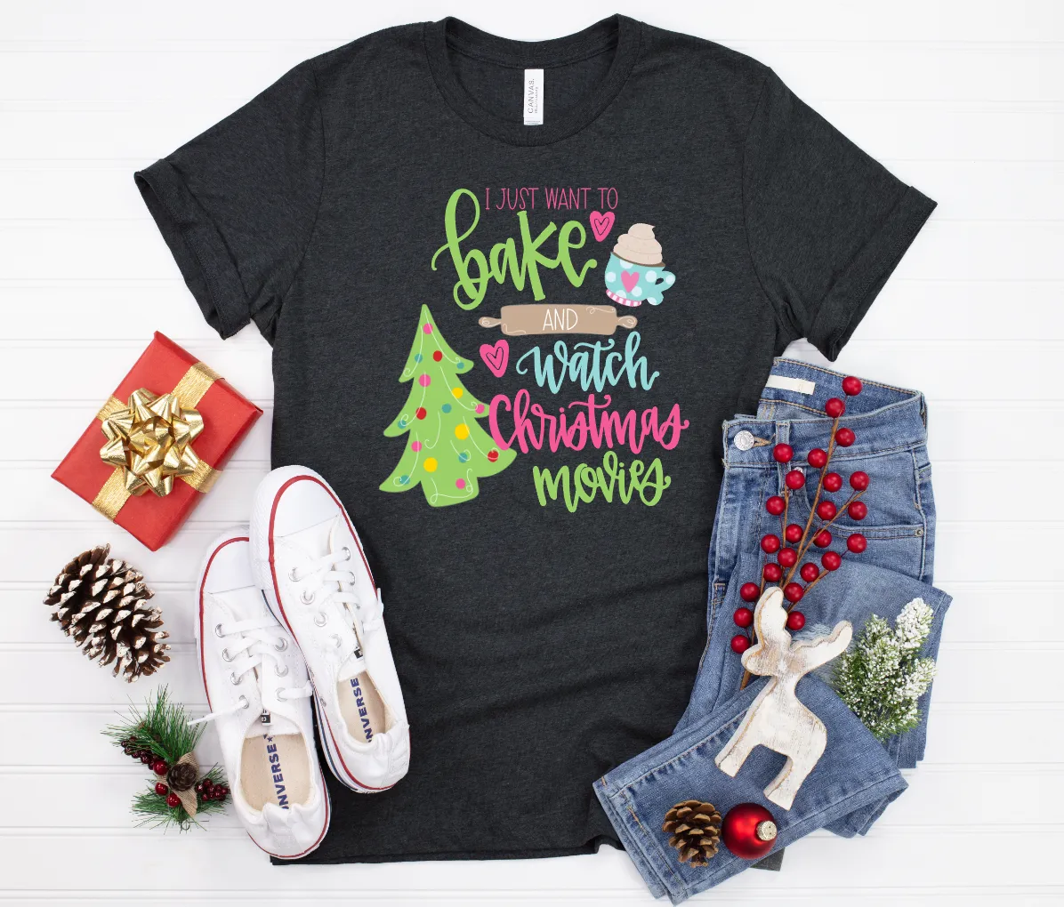 Bake and Watch Christmas Movies Tee