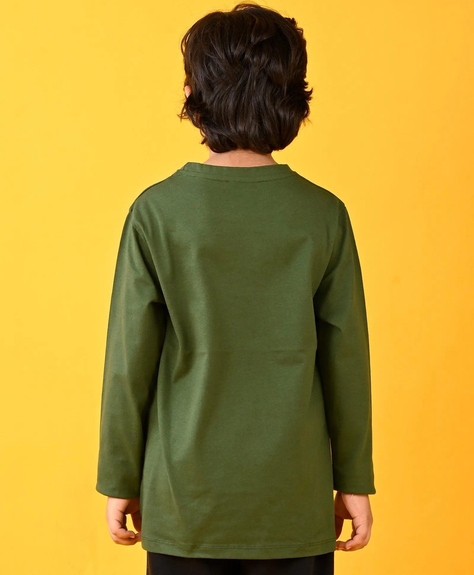 BASKETBALL OLIVE LONG SLEEVES BOYS TSHIRT - GREEN