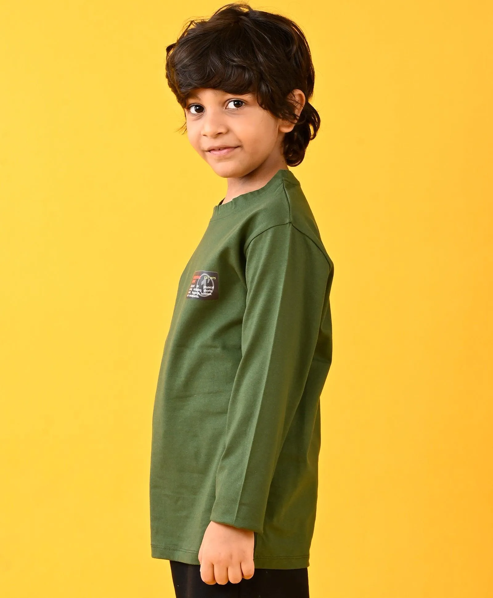 BASKETBALL OLIVE LONG SLEEVES BOYS TSHIRT - GREEN