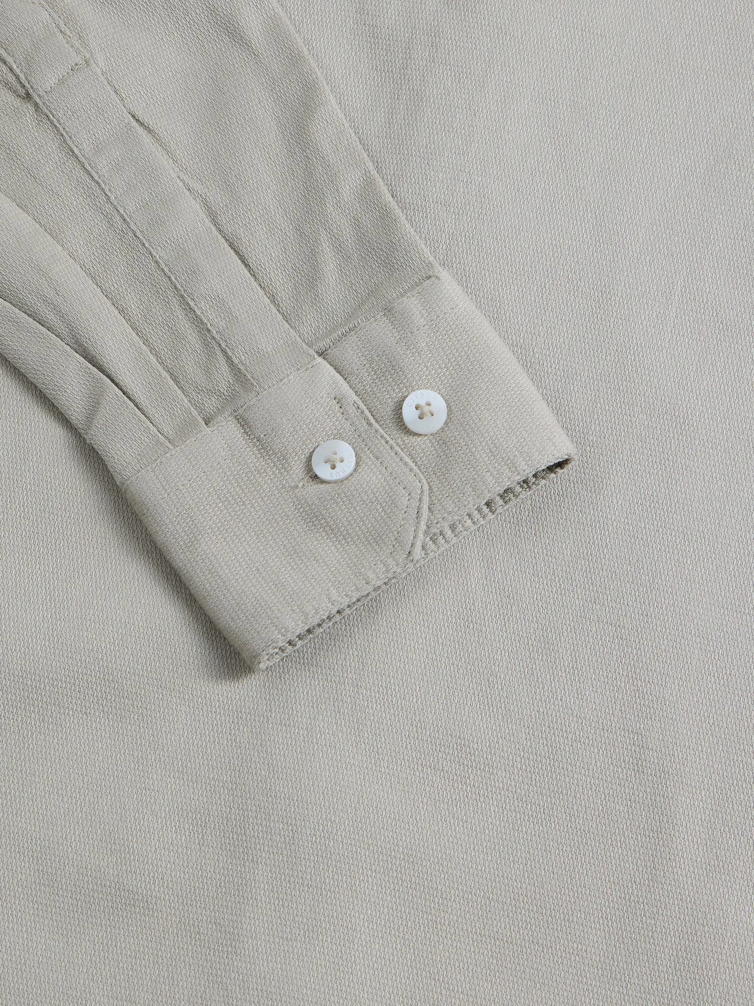 Beige Plain Cotton Stretch Shirt