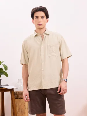 Beige Plain Resort Shirt