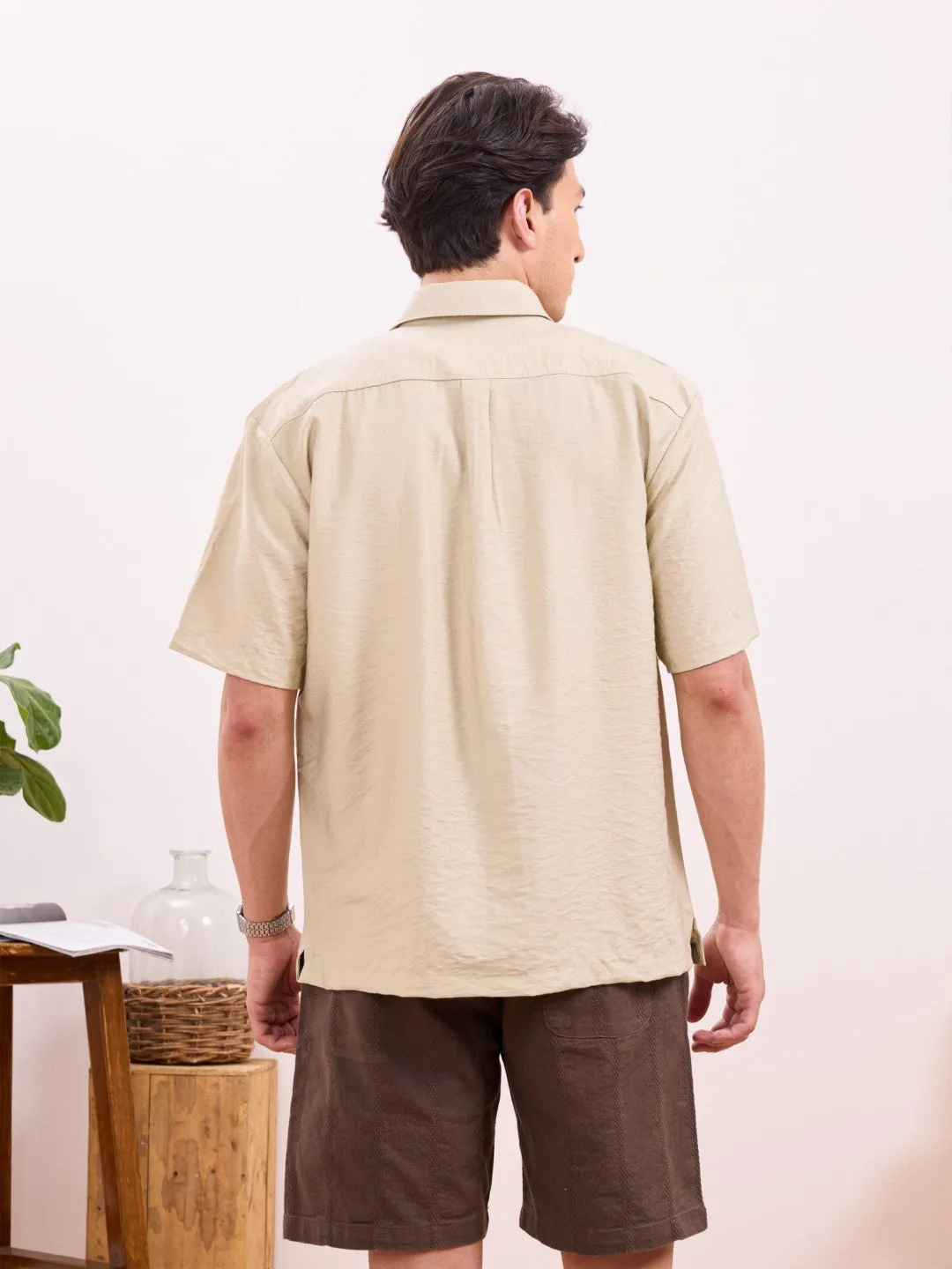 Beige Plain Resort Shirt