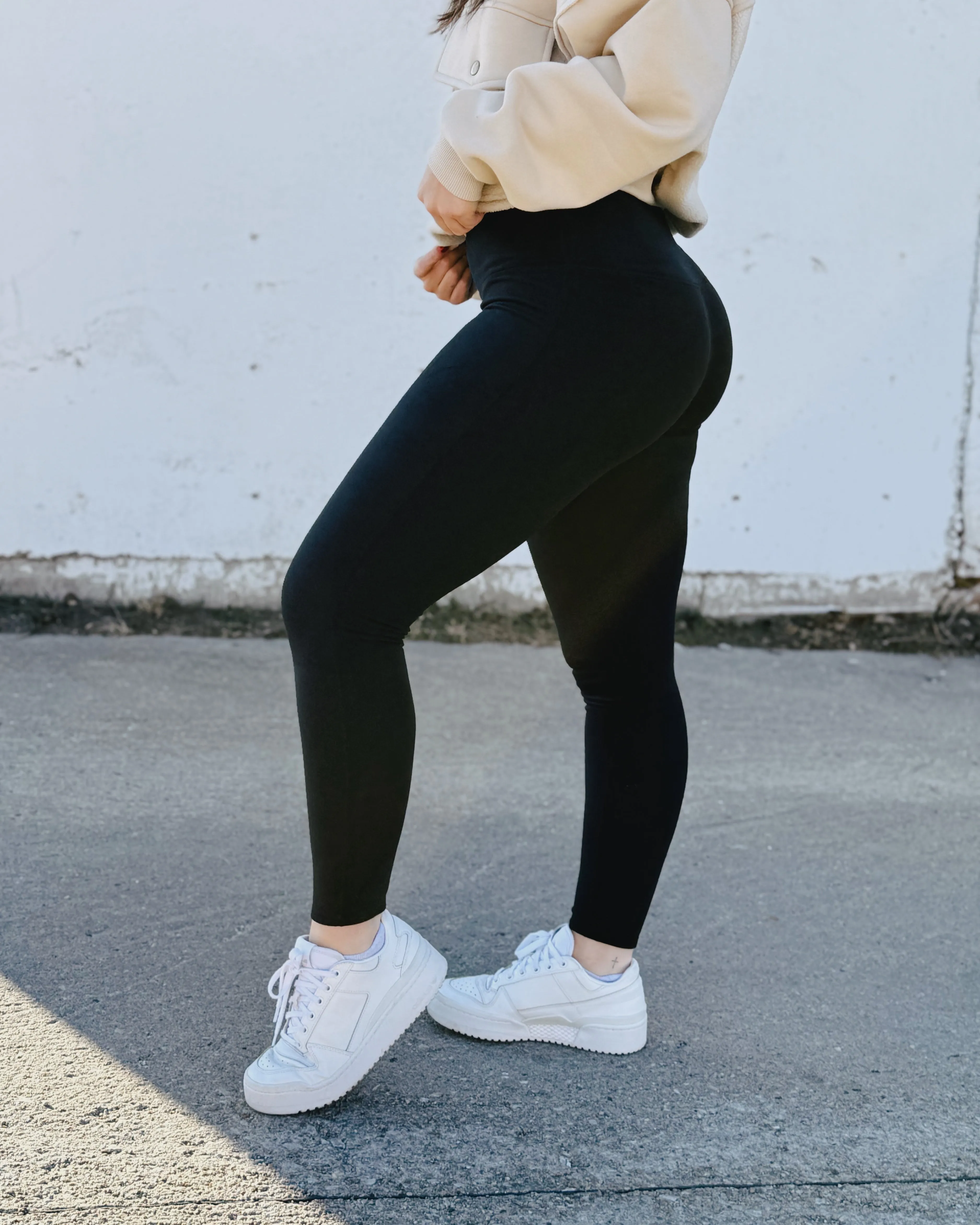 Black High-Waisted Fleece Leggings