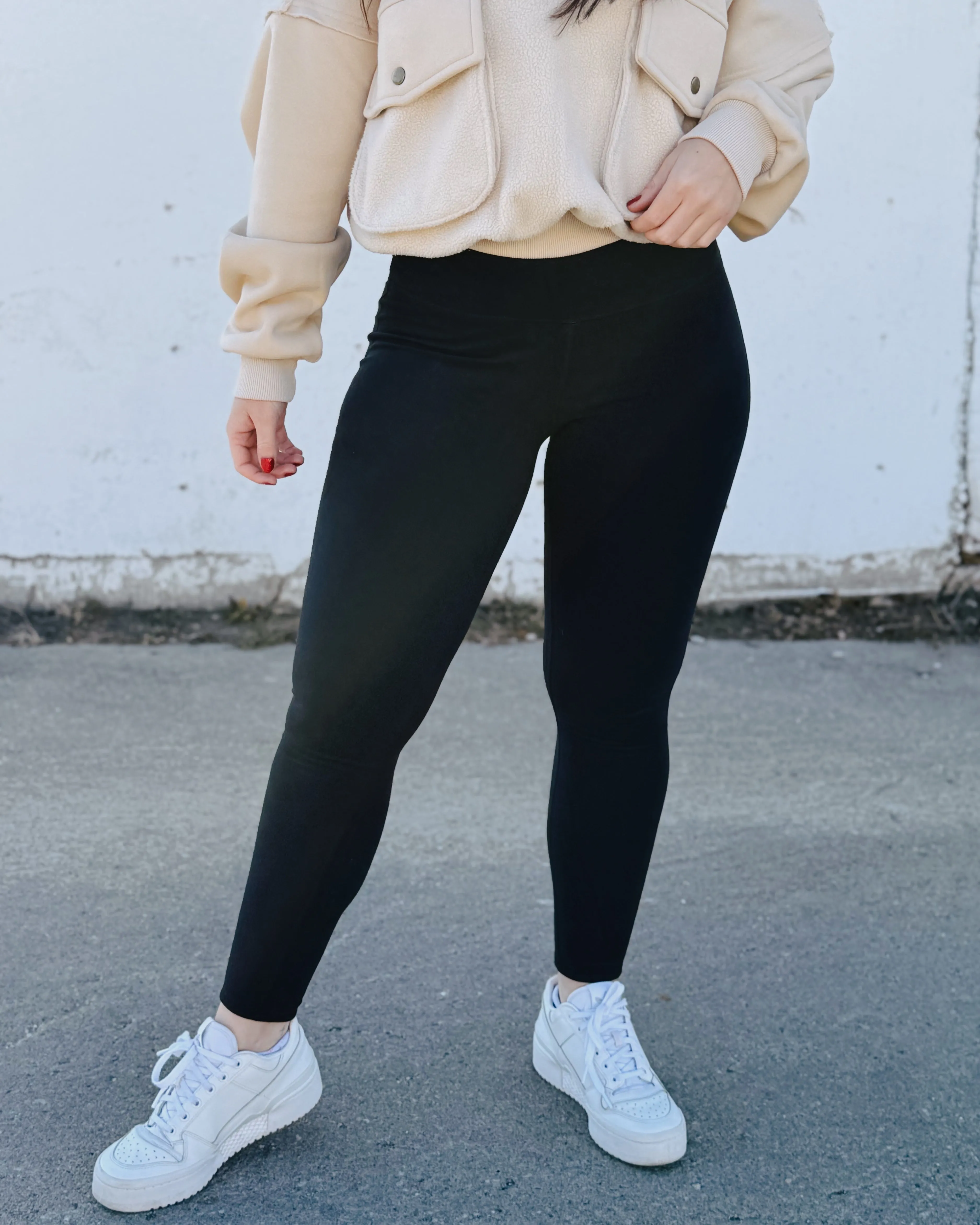 Black High-Waisted Fleece Leggings
