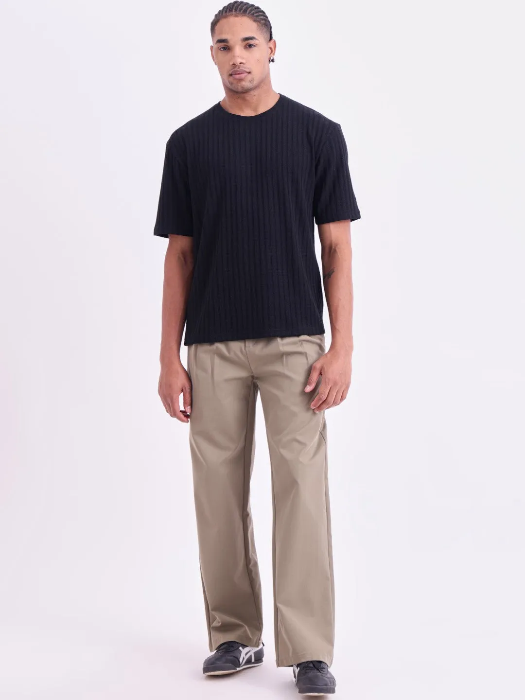 Black Plain Cotton Round Neck T-Shirt