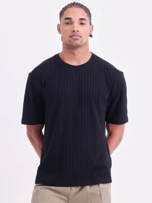 Black Plain Cotton Round Neck T-Shirt