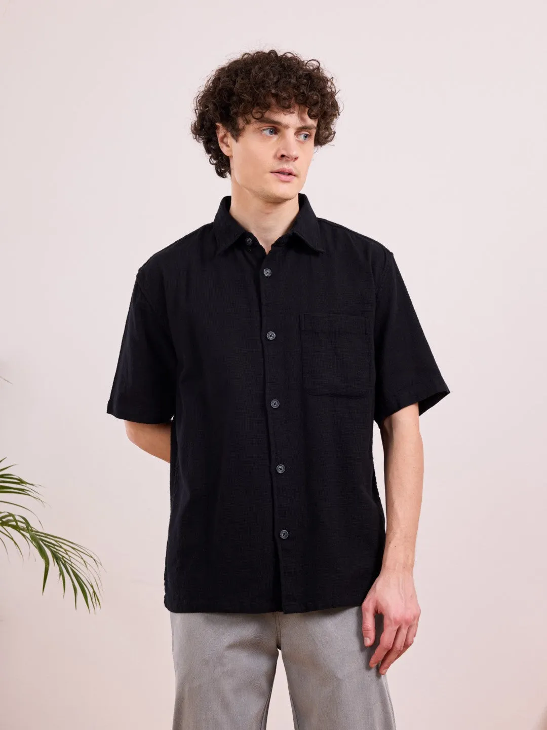 Black Plain Cotton Shirt