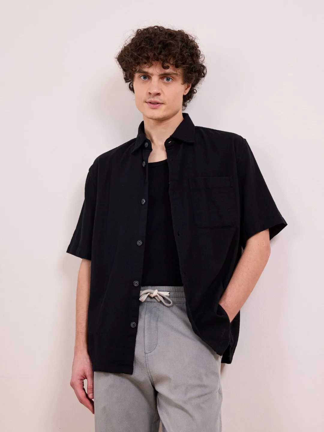 Black Plain Cotton Shirt