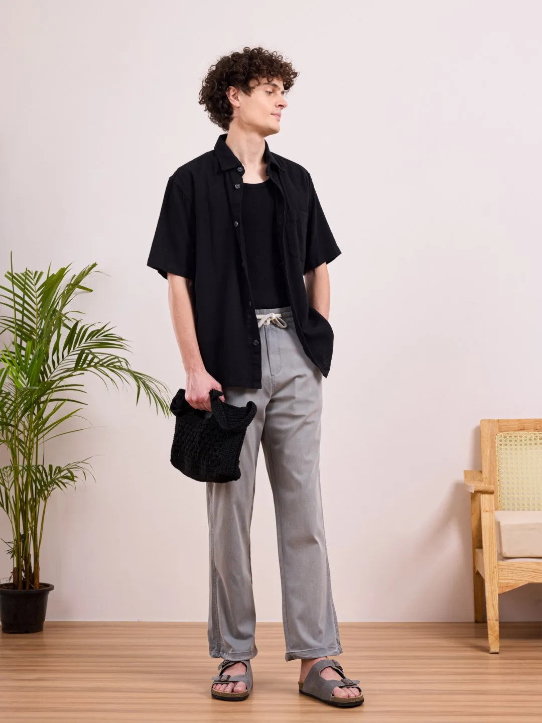 Black Plain Cotton Shirt