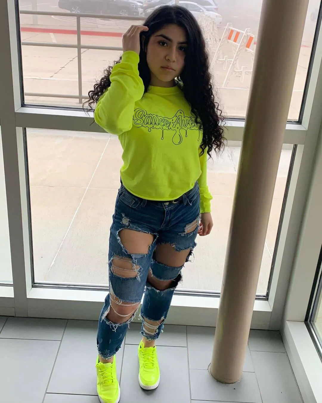 Black SA Drip Outline | Neon Yellow Long Sleeve Tee