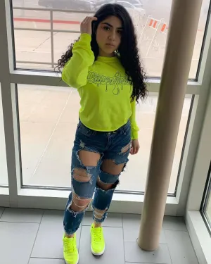 Black SA Drip Outline | Neon Yellow Long Sleeve Tee