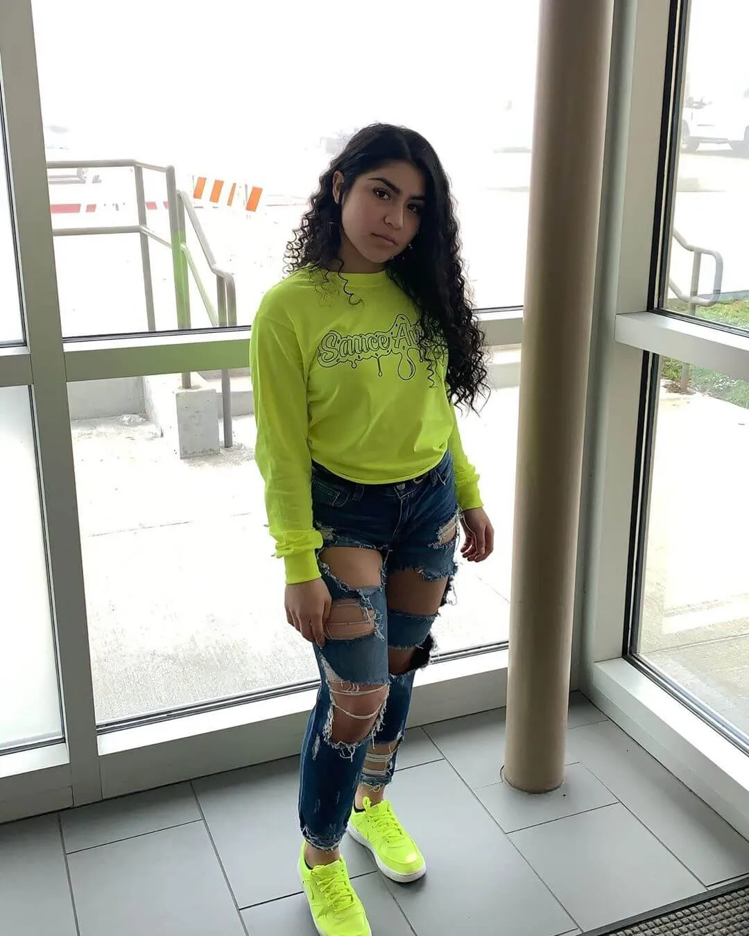 Black SA Drip Outline | Neon Yellow Long Sleeve Tee