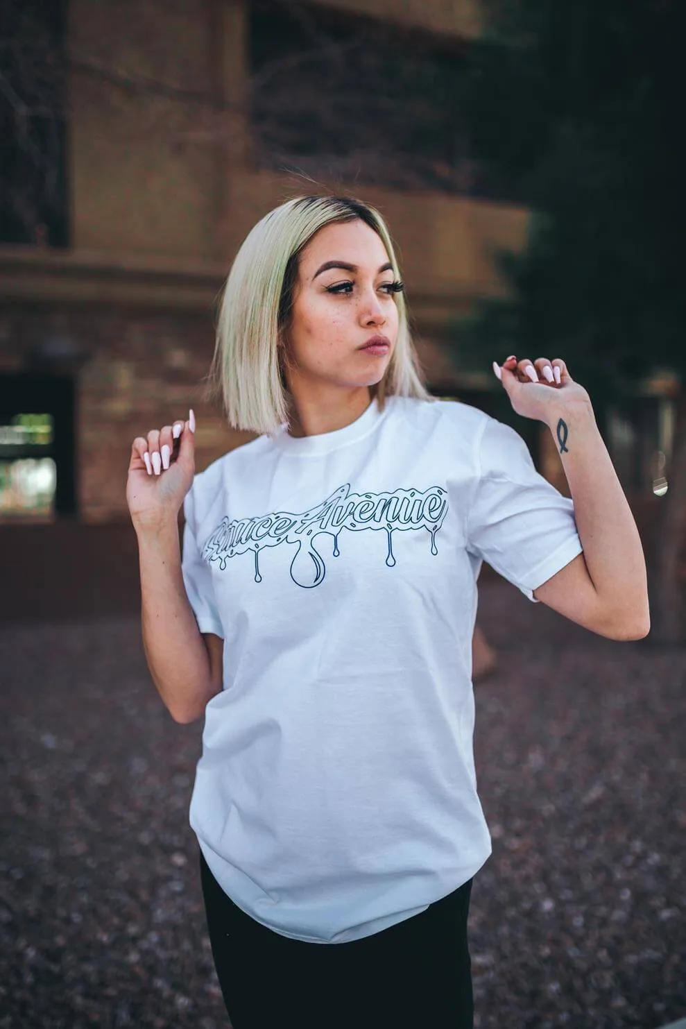 Black SA Drip Outline | White Tee