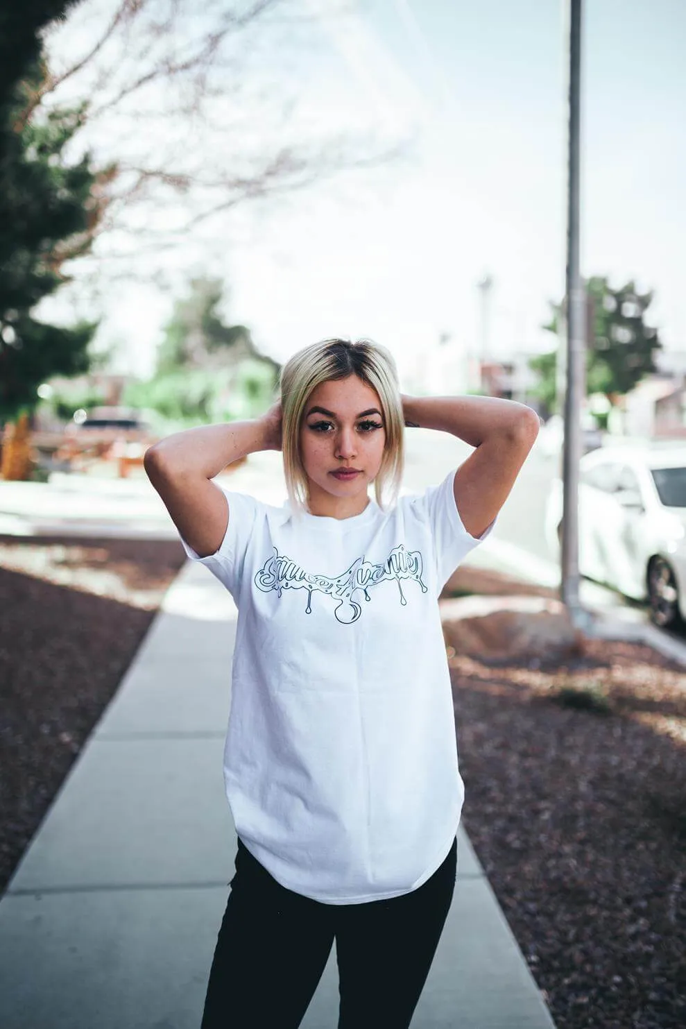 Black SA Drip Outline | White Tee