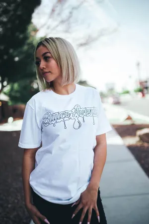 Black SA Drip Outline | White Tee